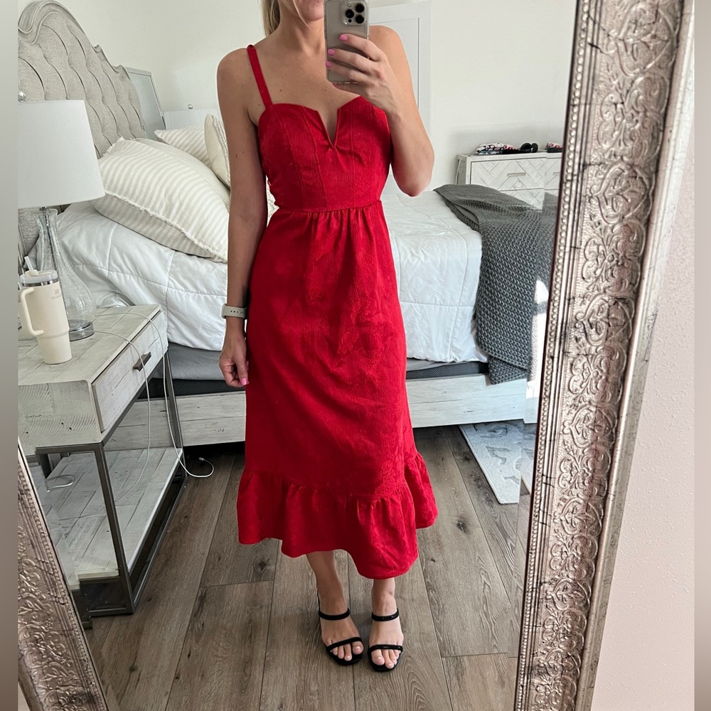 Brand New Lulus XS Red Midi Dress